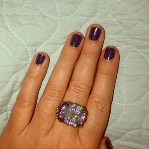 Silver ring with multicolor stone